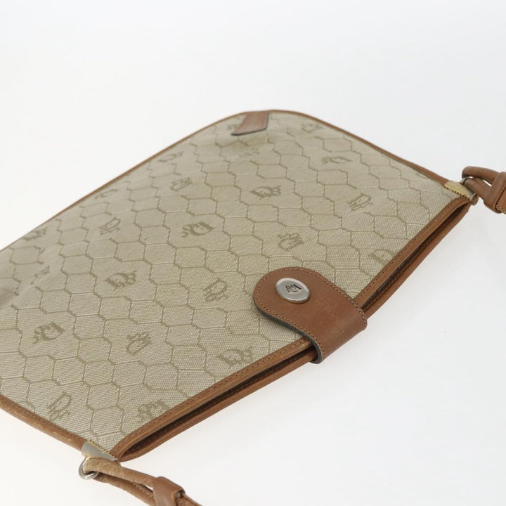 Christian Dior Vintage Honeycomb Shoulder Bag Canvas and Leather