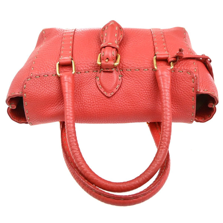Fendi Selleria Linda Satchel Pebbled Leather