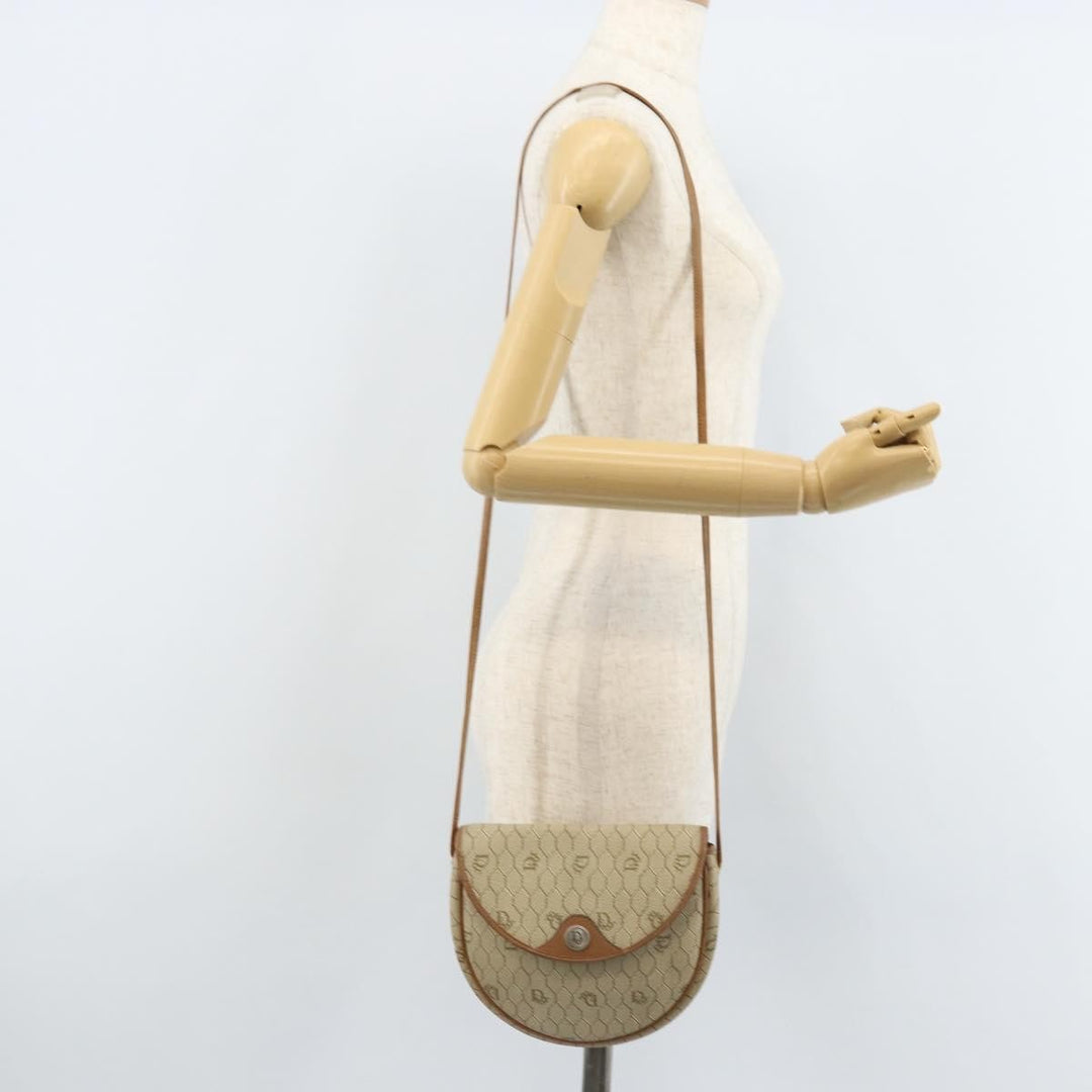Christian Dior Vintage Honeycomb Shoulder Bag Canvas and Leather