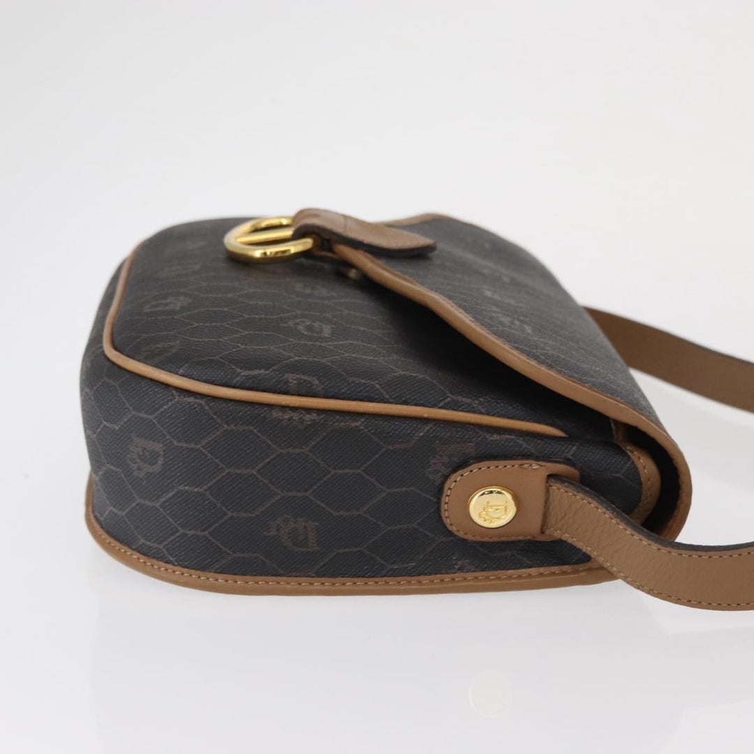 Christian Dior Vintage Honeycomb Flap Crossbody Bag Canvas and Leather