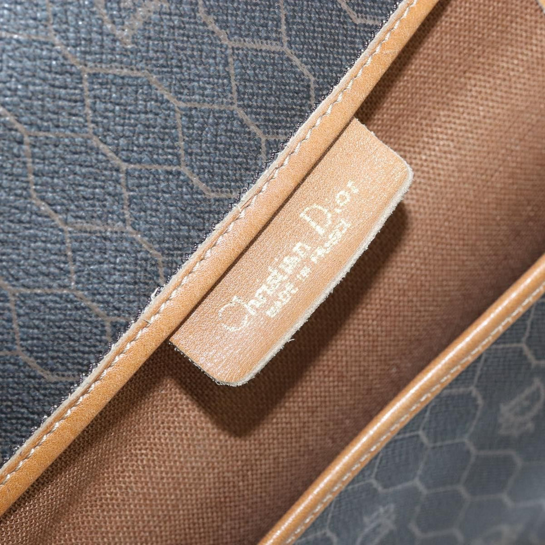 Christian Dior Vintage Honeycomb Flap Crossbody Bag Canvas and Leather