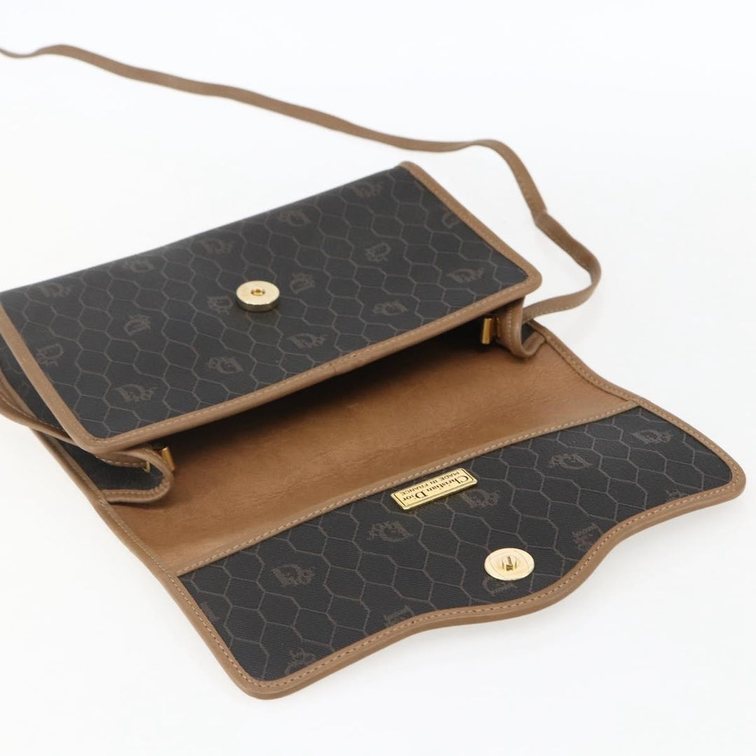 Christian Dior Vintage Honeycomb Flap Crossbody Bag Canvas and Leather