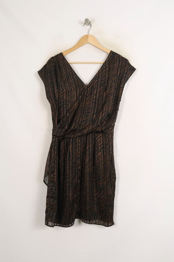 Robe Croisée Marron et Noir - Taille L/40