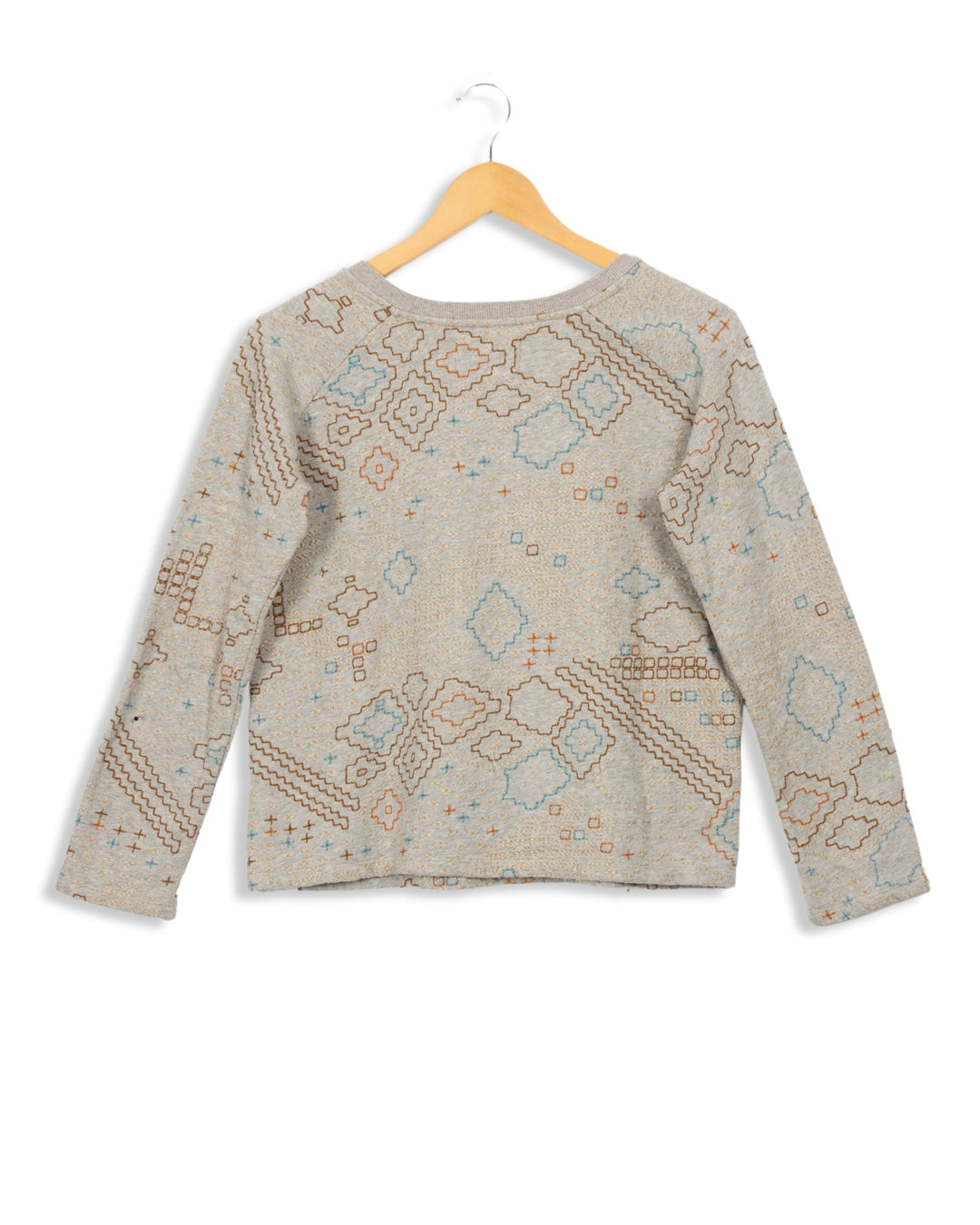 Gray sweater with embroidery - XS