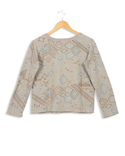 Pull gris à broderie - XS
