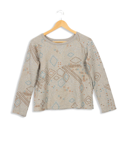 Pull gris à broderie - XS