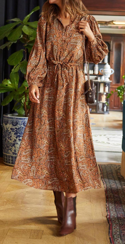 Robe longue à motif - S