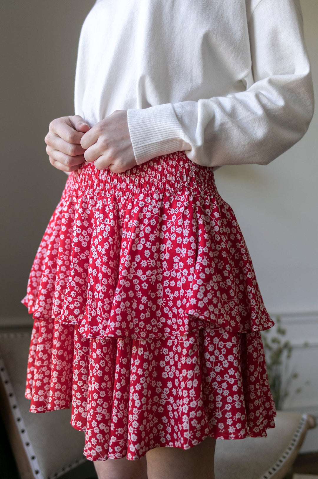 Julia red print skirt - XS