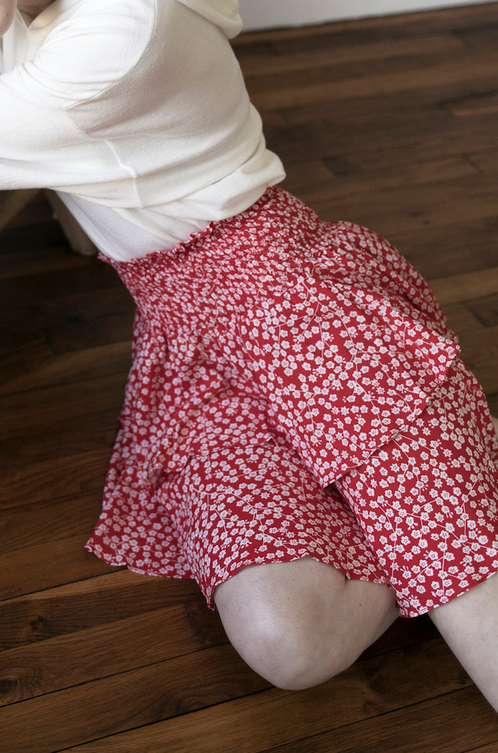 Julia red print skirt - XS