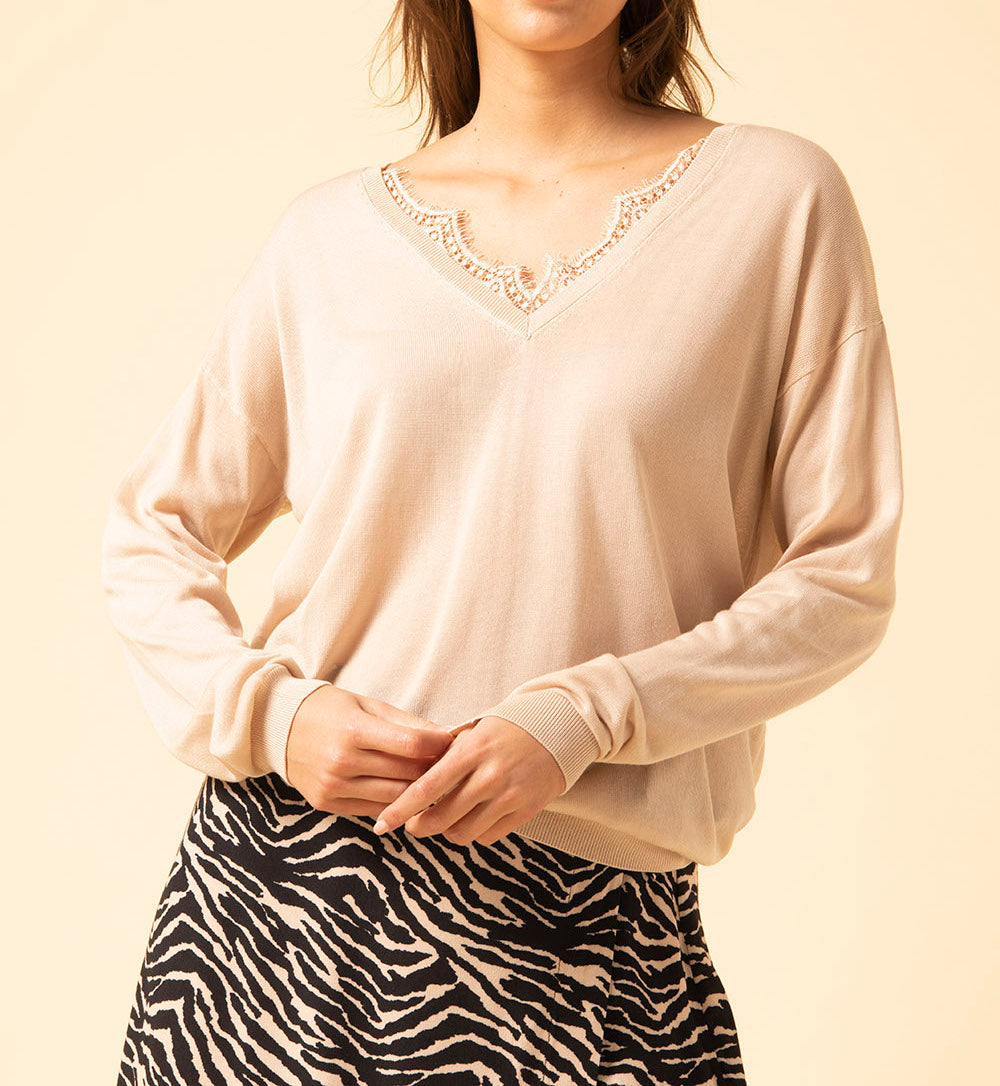 Pull beige Barbarea La Fée Maraboutée - S