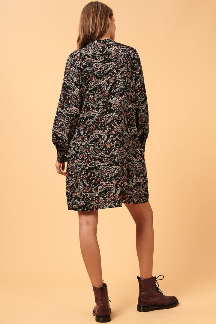 Short floral print long-sleeved dress - 44