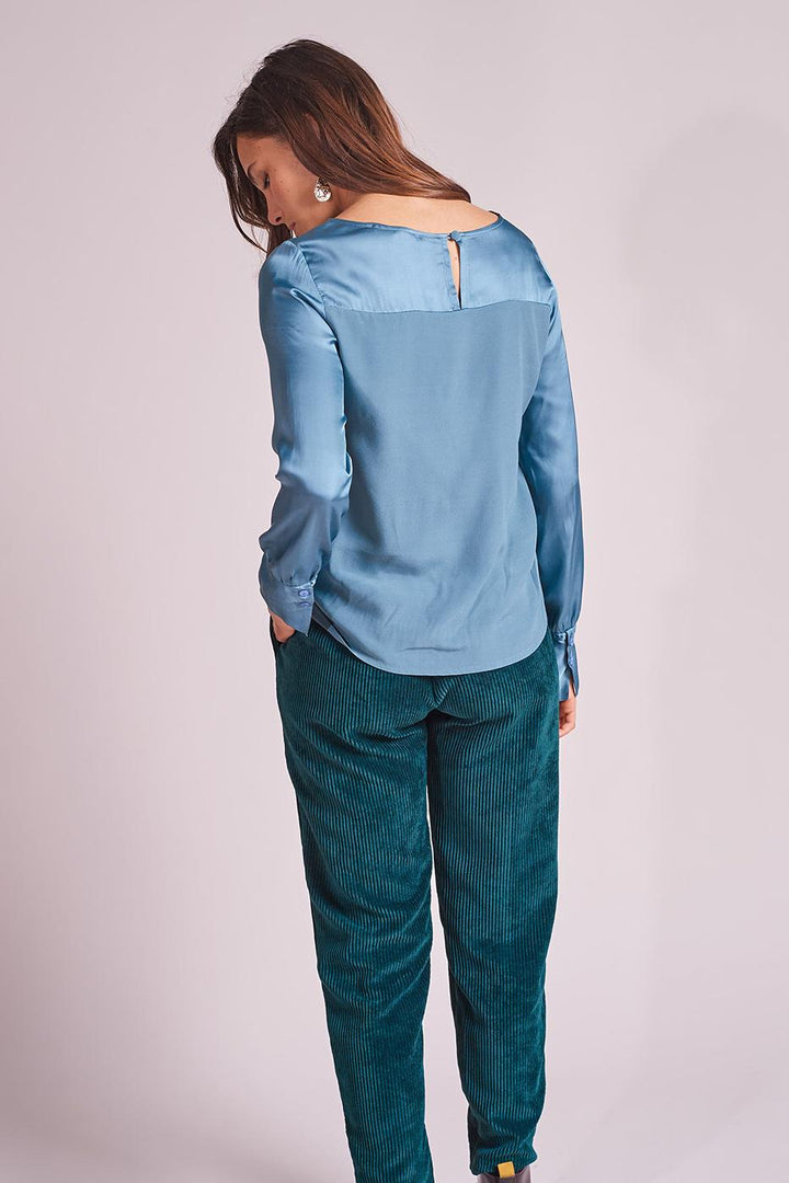 Blue long sleeve blouse - S/36