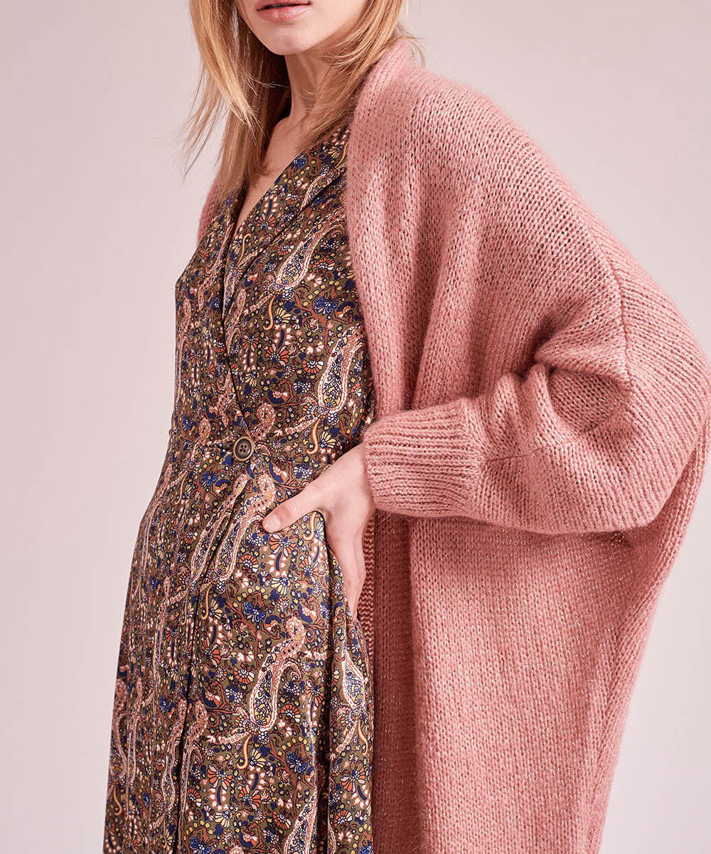 Gilet bleu foncé à paillettes La Fée Maraboutée - S