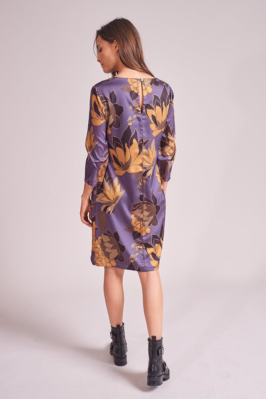 Robe violette avec fleurs jaunes - 38