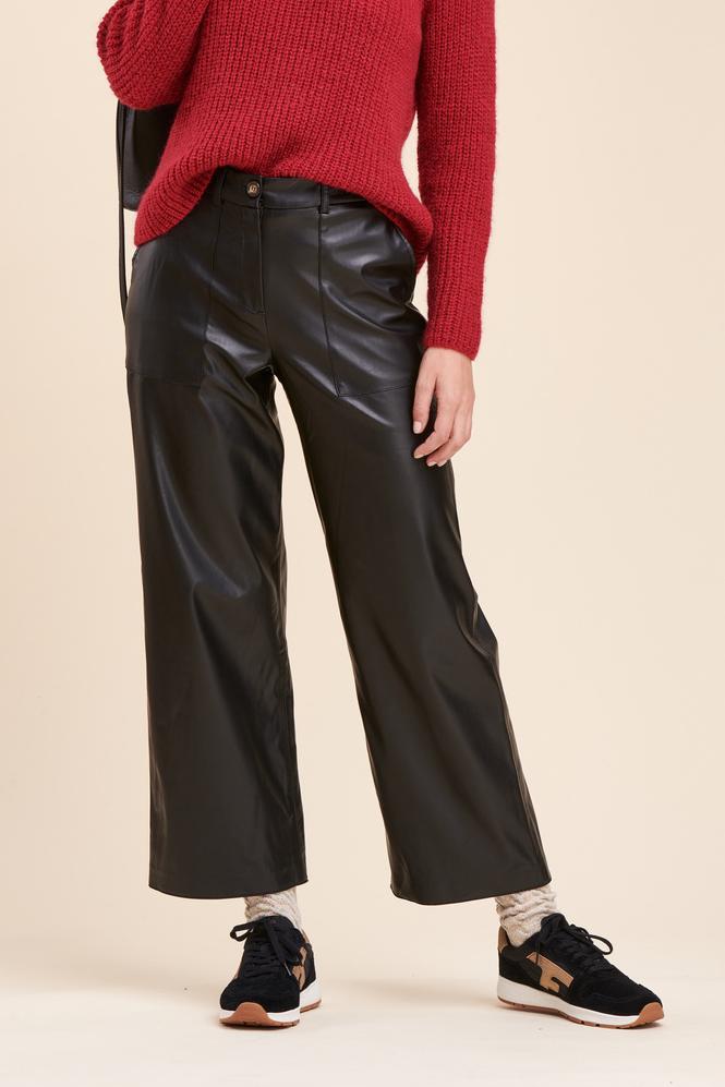 Pantalon droit effet cuir - 36