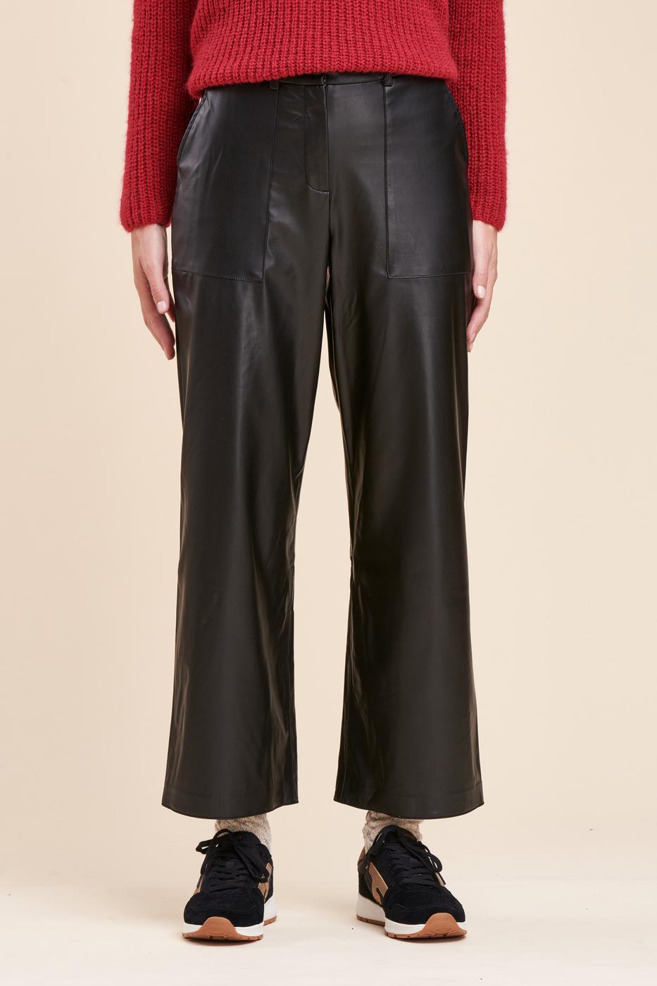 Pantalon droit effet cuir - 36