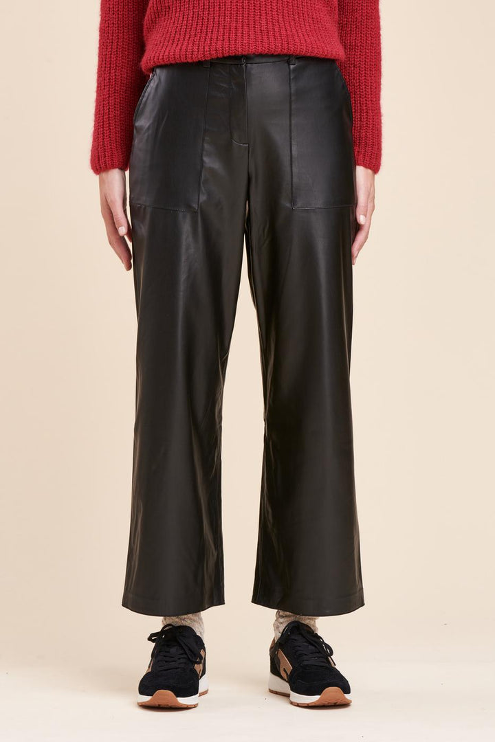 Pantalon droit effet cuir - 36
