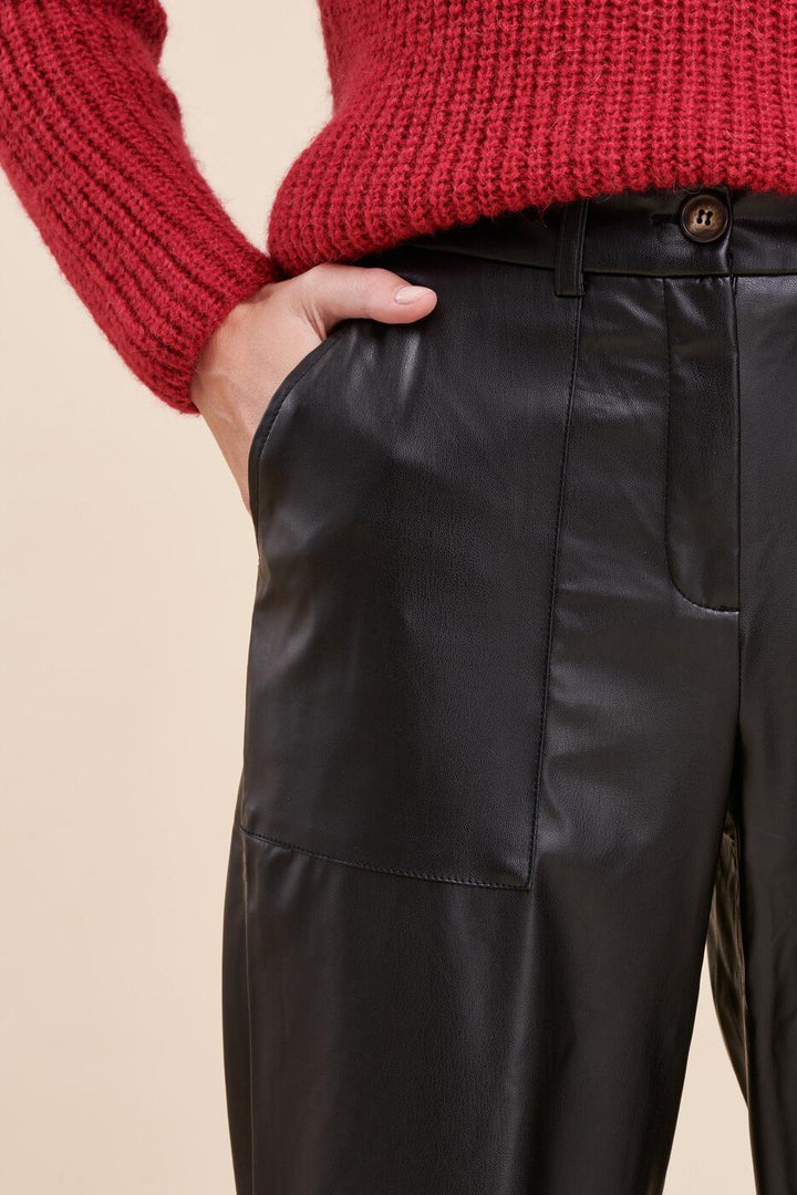 Pantalon droit effet cuir - 36