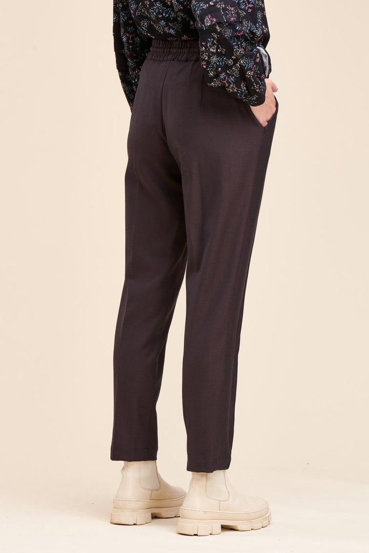 Pantalon pied de puce taille élastiquée - 40