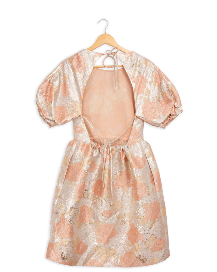 Babydoll-Kleid aus Brokat in Rosa und Gold – 36