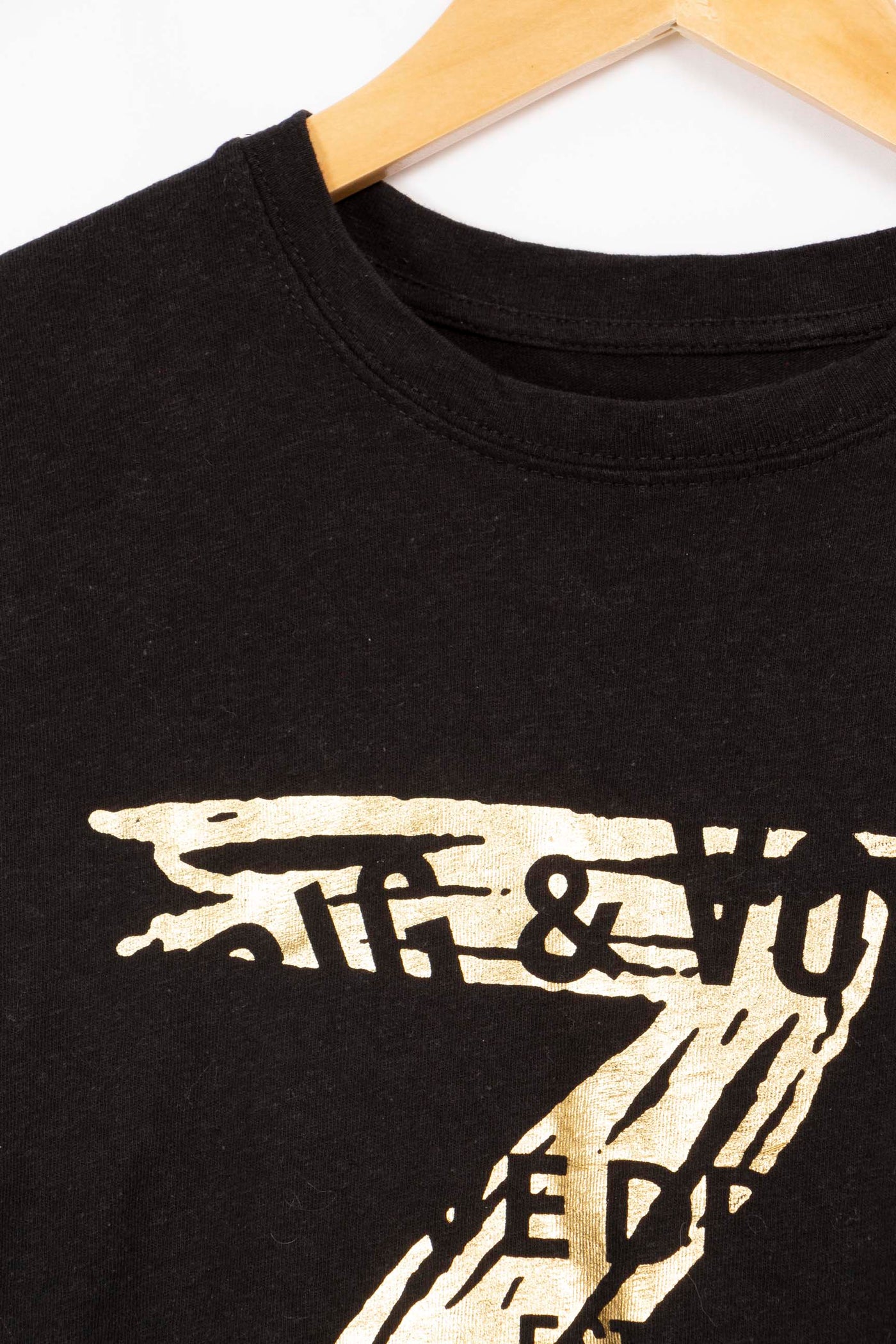 Tee-shirt noir à imprimé doré - XS