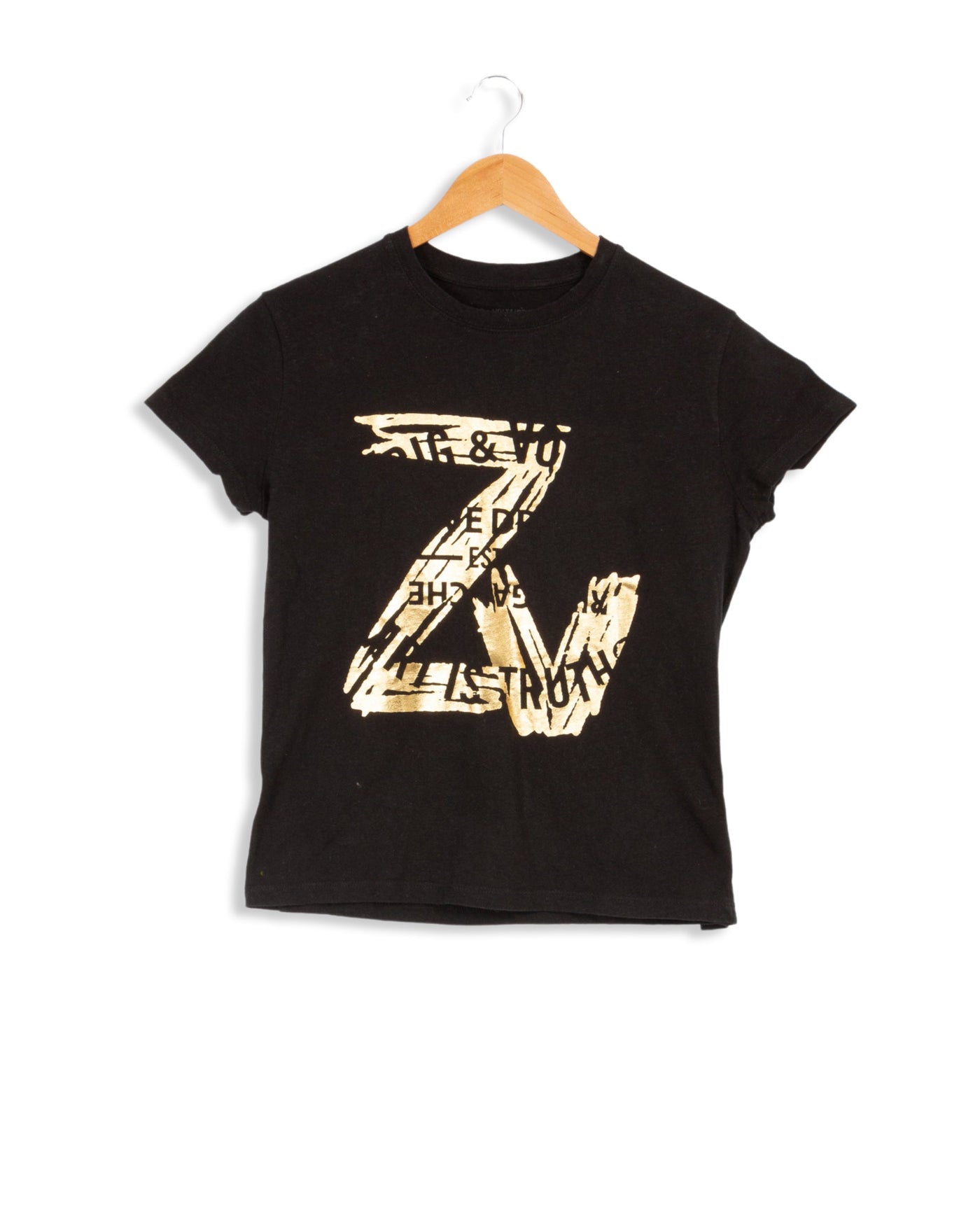 Tee-shirt noir à imprimé doré - XS