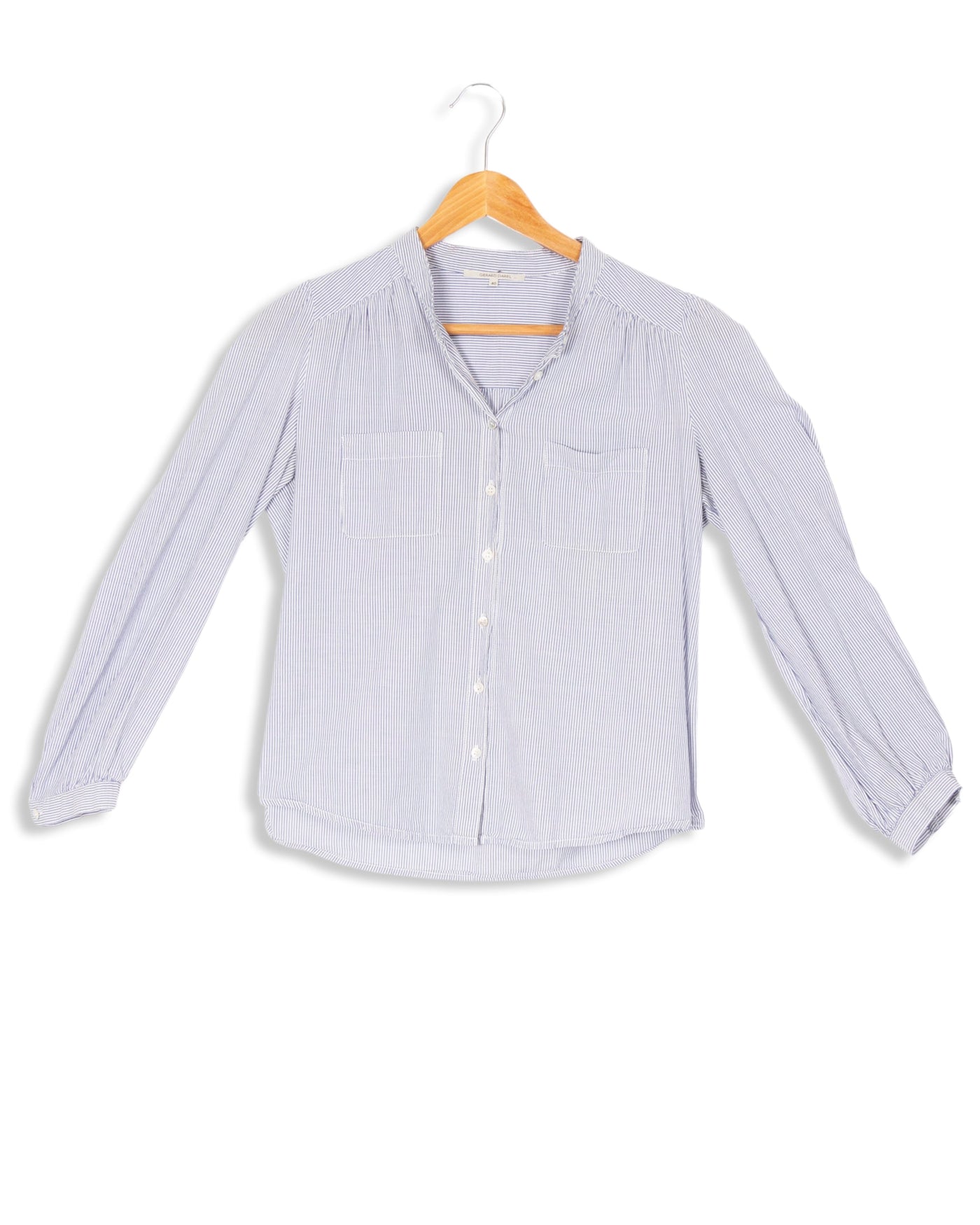 Chemise rayée bleue à poche - 40