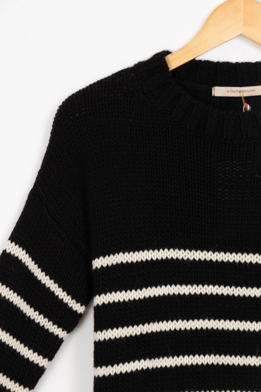 Black and white striped sweater - L