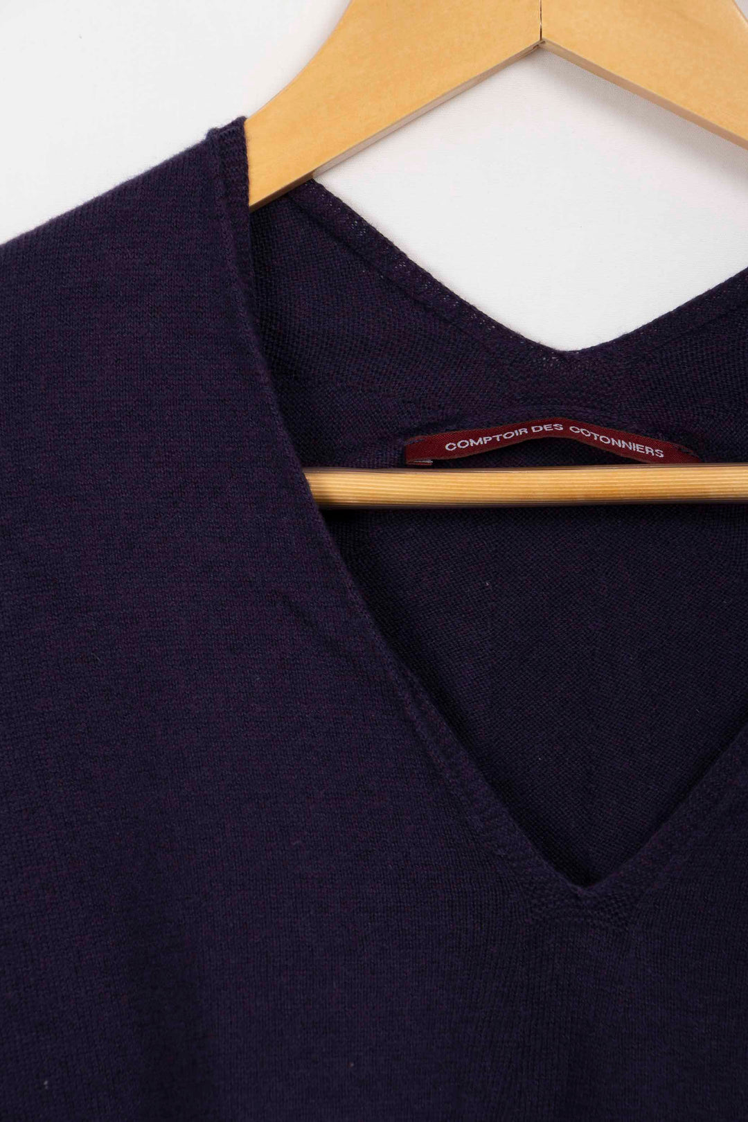 Blauer Pullover mit V-Ausschnitt Comptoir des Cotonniers - T2