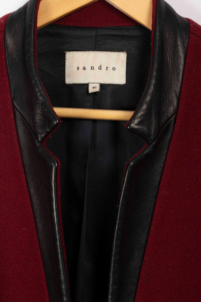 Manteau bordeaux en laine Sandro - 40
