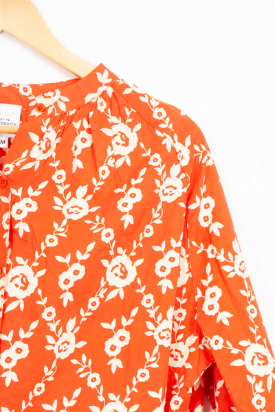 Chemise orange à fleurs blanches Petite Mendigote - M