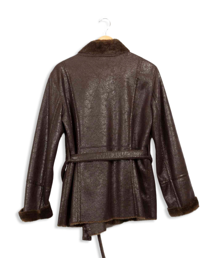 Short brown coat with fur collar Gerard Darel - 42