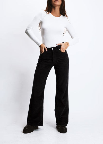 Pantalon Mom Noir Côtelé Paris - 38