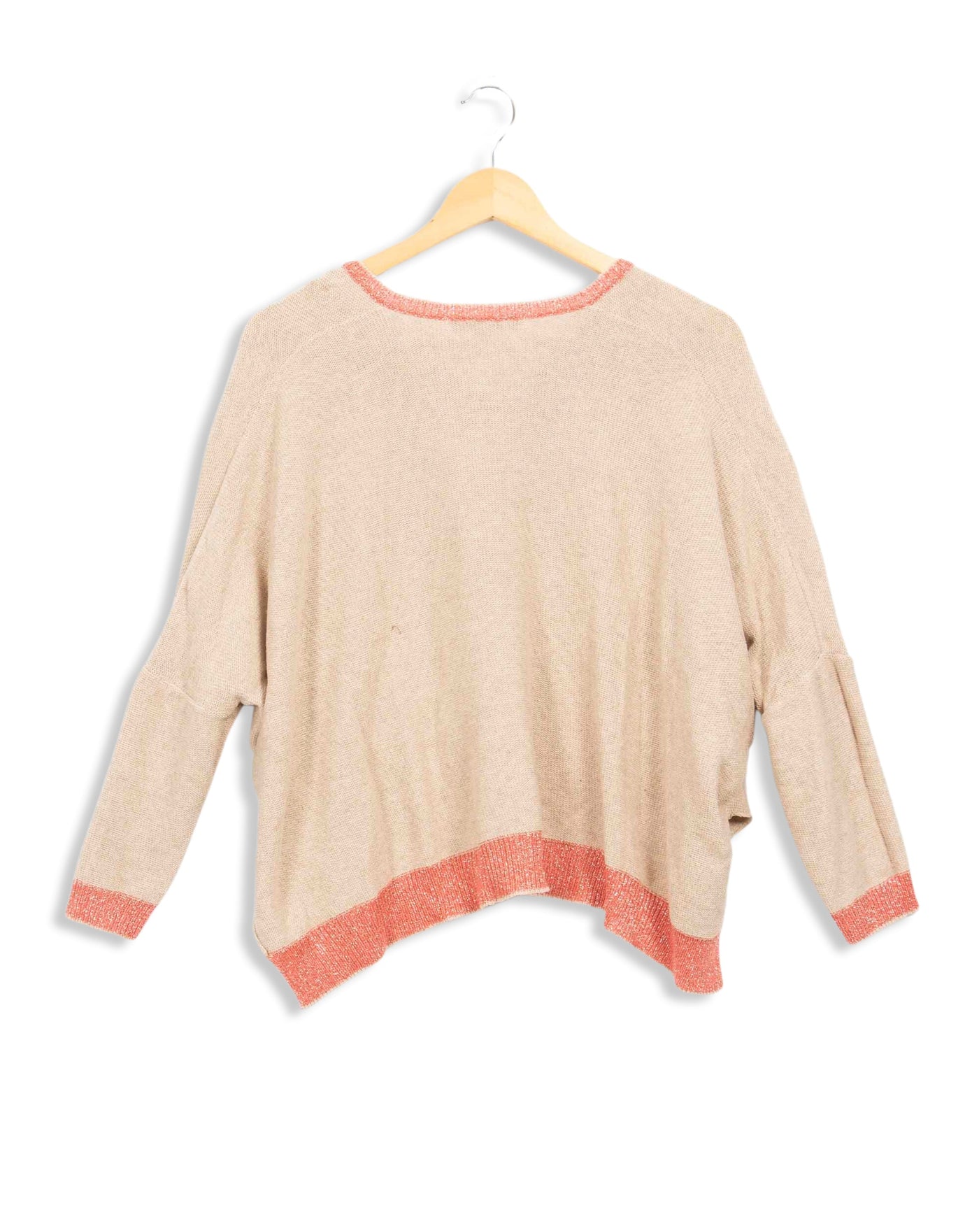 Pull beige avec détails roses à paillettes La Fée Maraboutée - XS