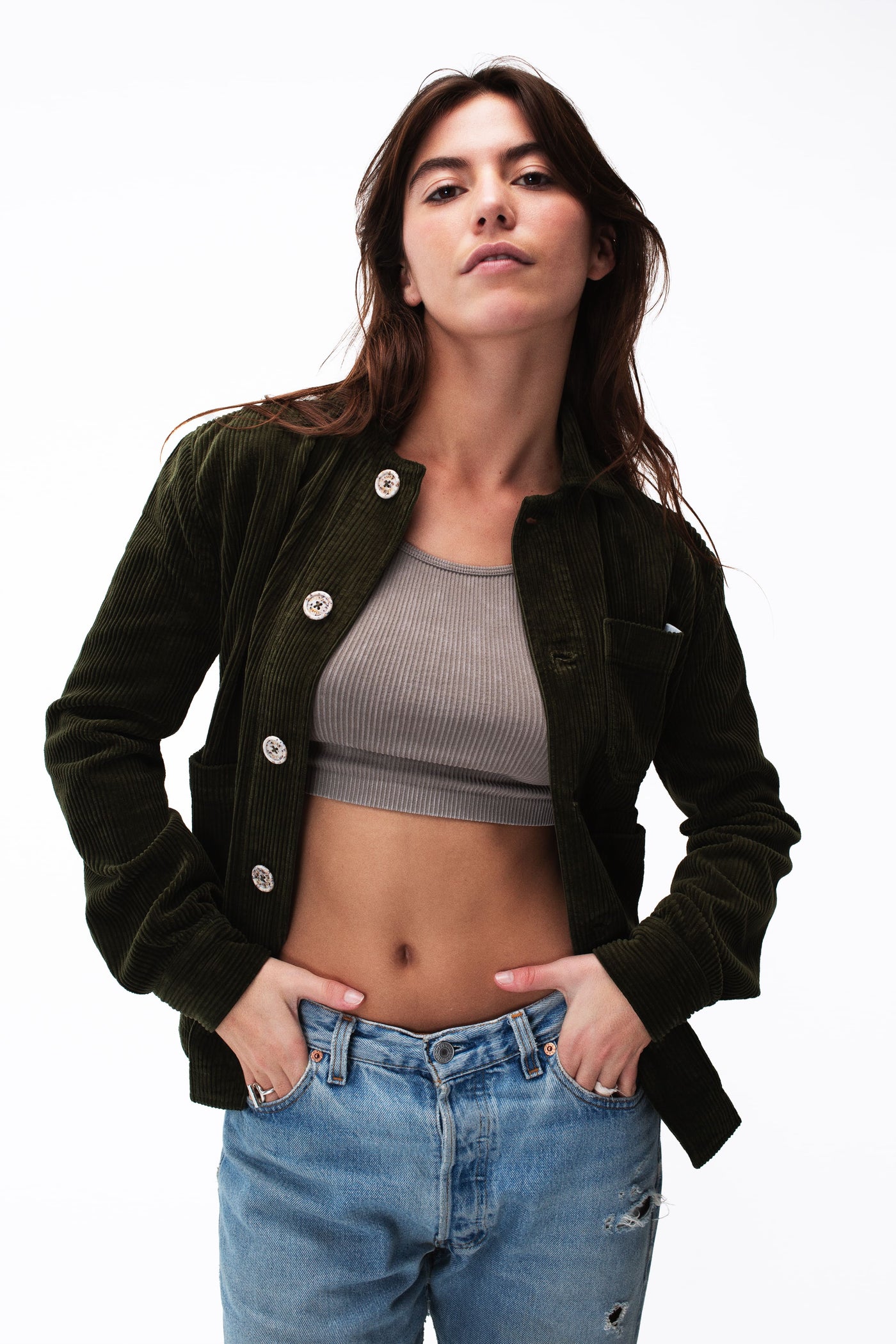 Veste Vert Olive Côtelé Paris - 36