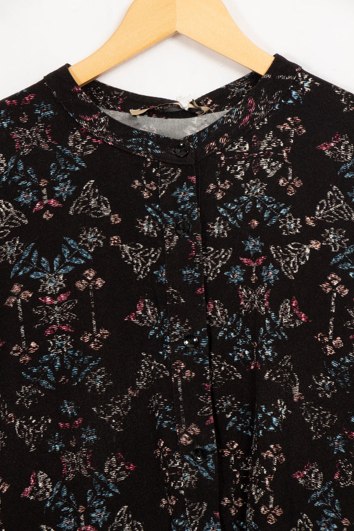 Chemise noire à motif multicolore La Fée Maraboutée - 40