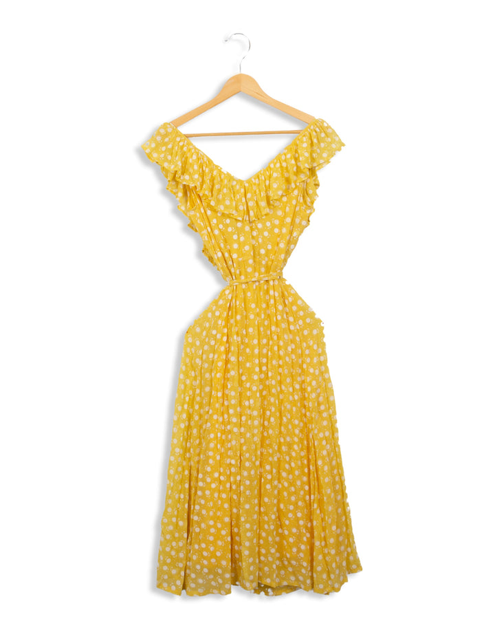 Langes Kleid mit Mendigote-Blumenmuster in Petite-Größe – S