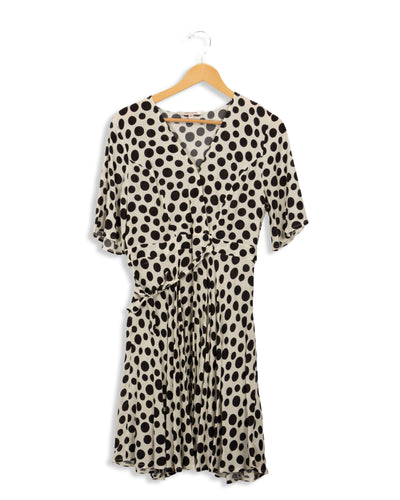 Robe blanche à motifs ronds noirs La Fée Maraboutée - 40