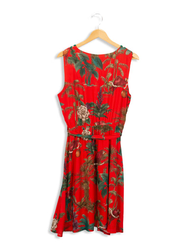 Robe rouge à motifs de fleurs La Fée Maraboutée - 42
