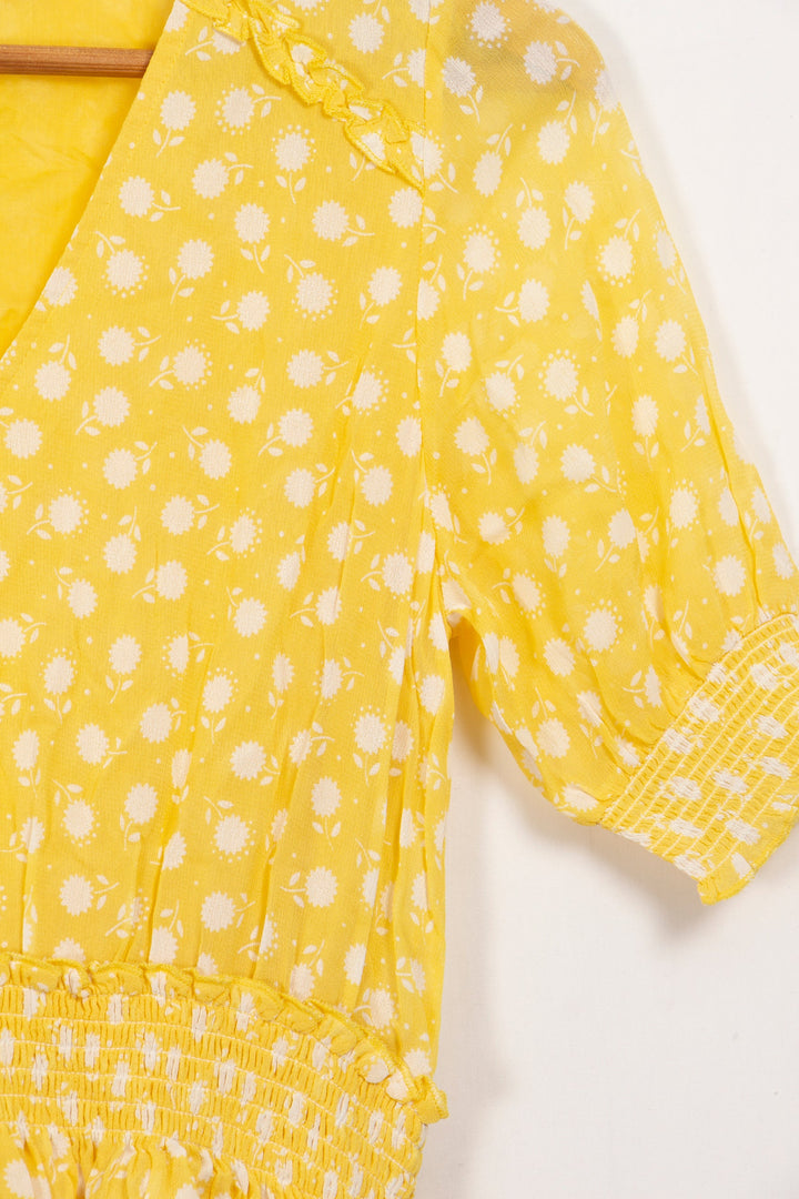 Yellow dress with flower patterns Petite Mendigote - S