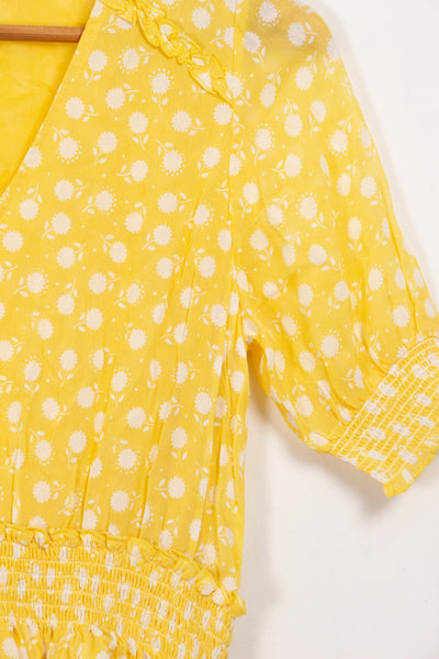 Robe jaune avec des motifs de fleurs Petite Mendigote - S