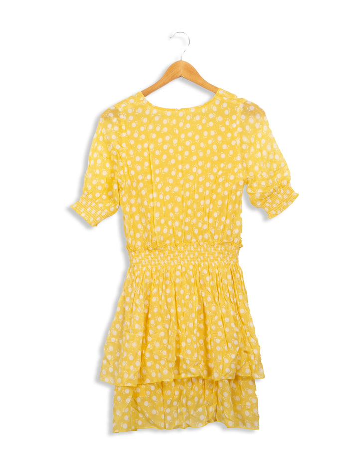 Yellow dress with flower patterns Petite Mendigote - S