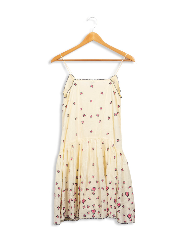 Petite Mendigote ecru patterned dress - S