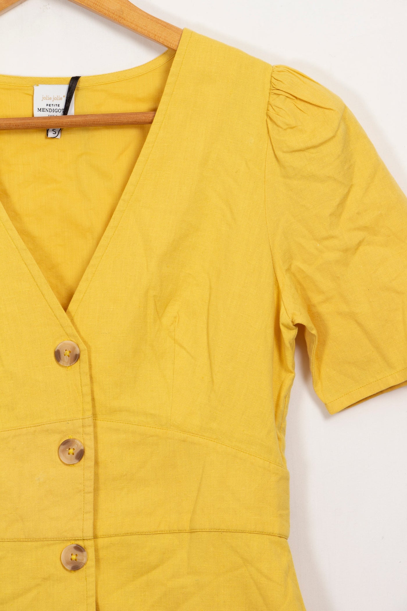 Robe jaune avec boutonnière Petite Mendigote - S