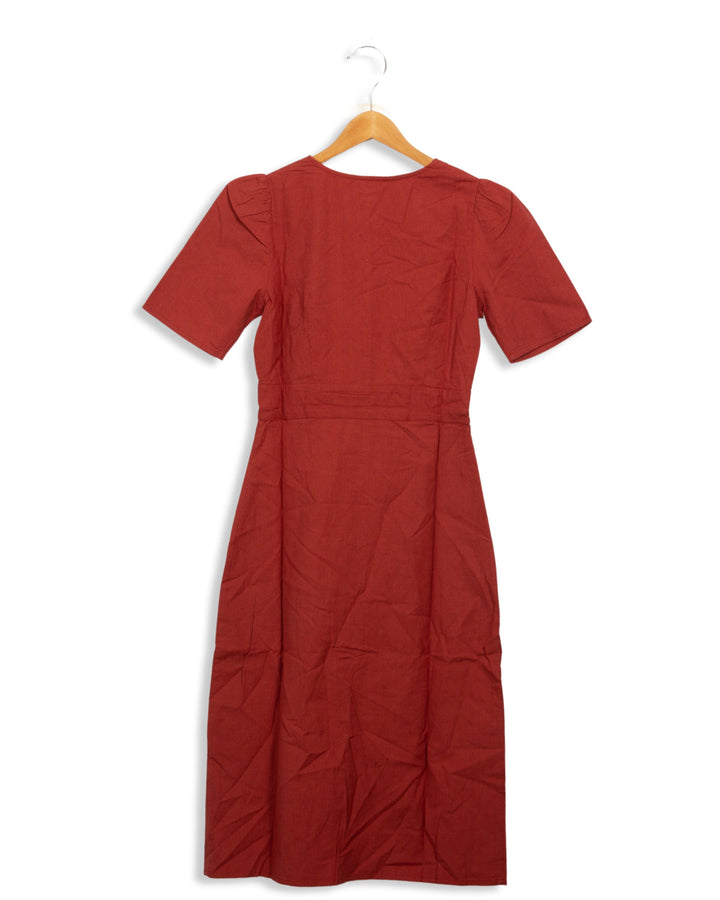 Petite Mendigote burgundy dress with buttons - S
