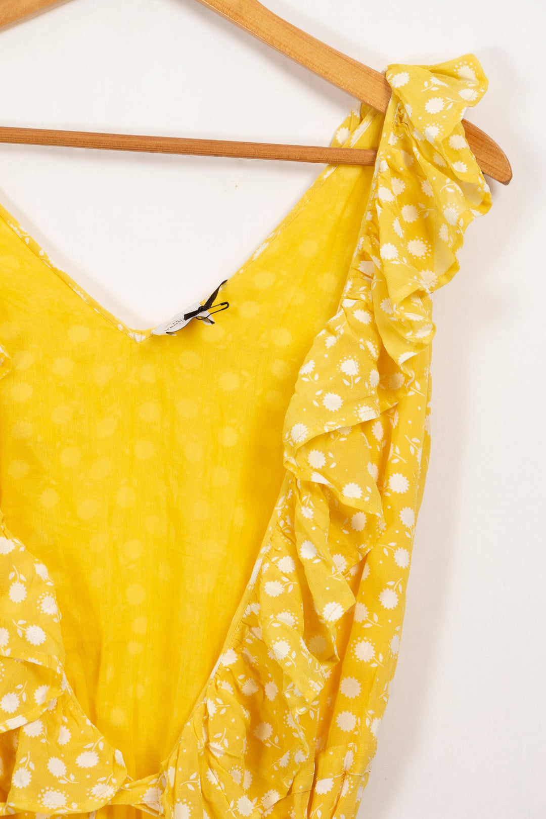 Petite Mendigote gelb gemustertes langes Kleid – S