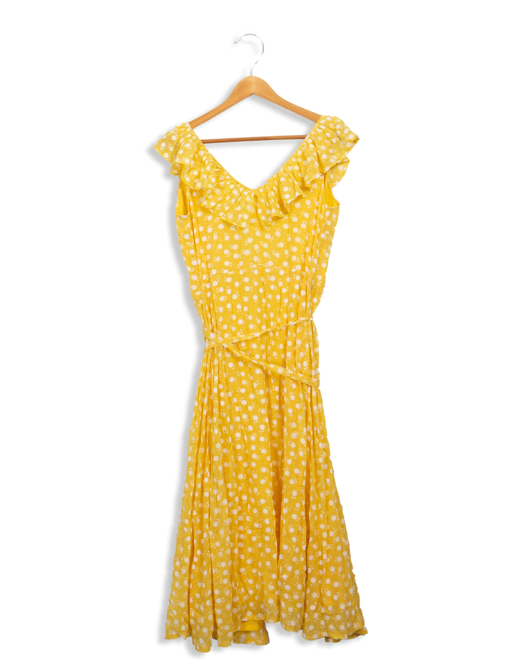 Petite Mendigote gelb gemustertes langes Kleid – S