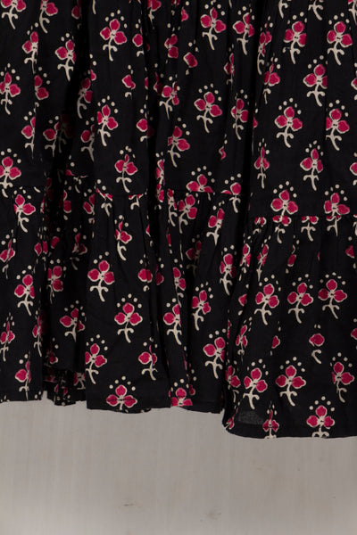 Jupe noire à motifs rose Petite Mendigote - T2