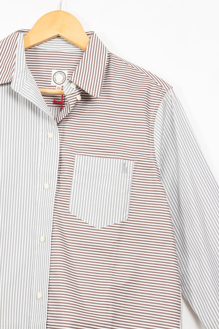 Blue and gray striped shirt - 36