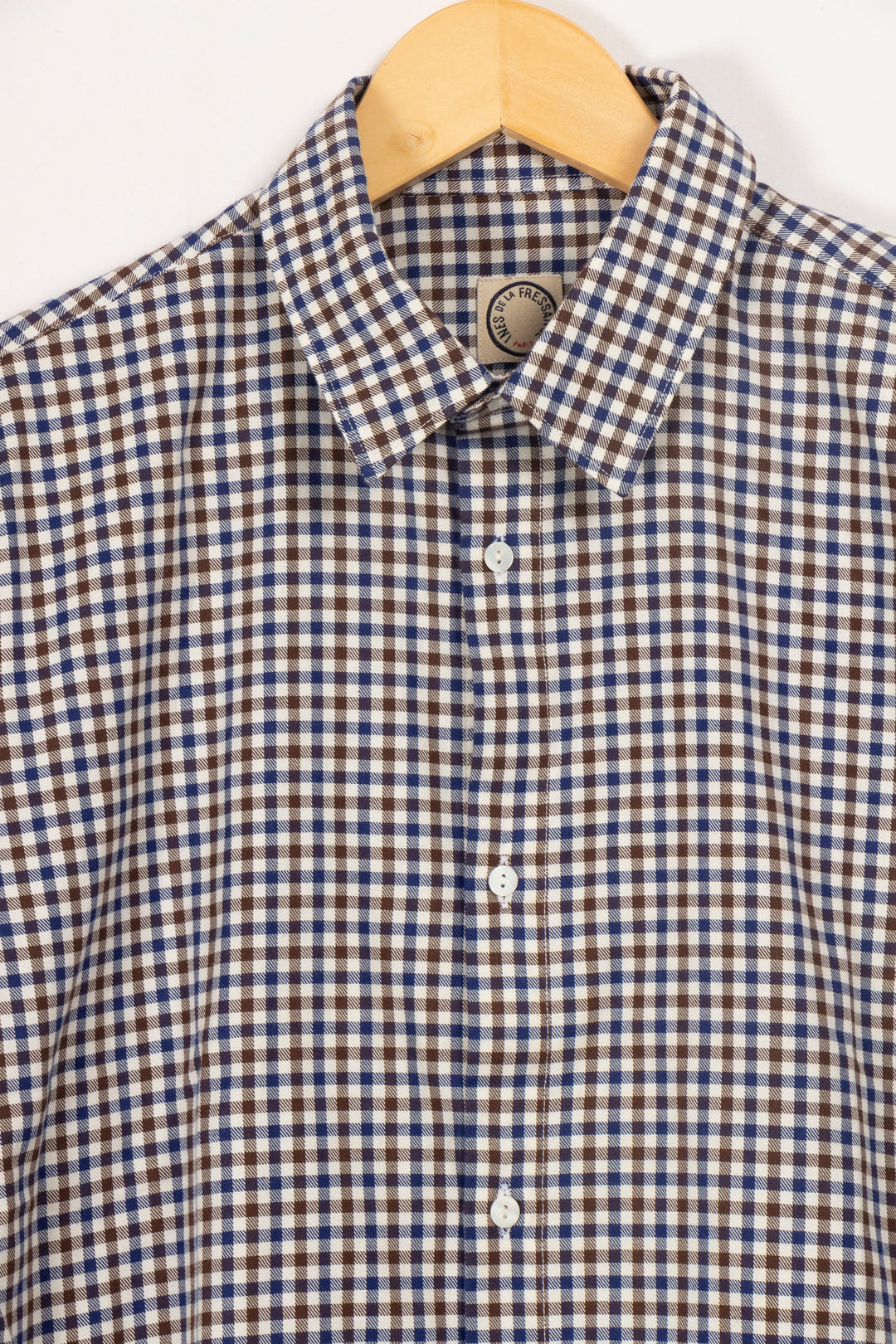 Blue and brown checked shirt - S
